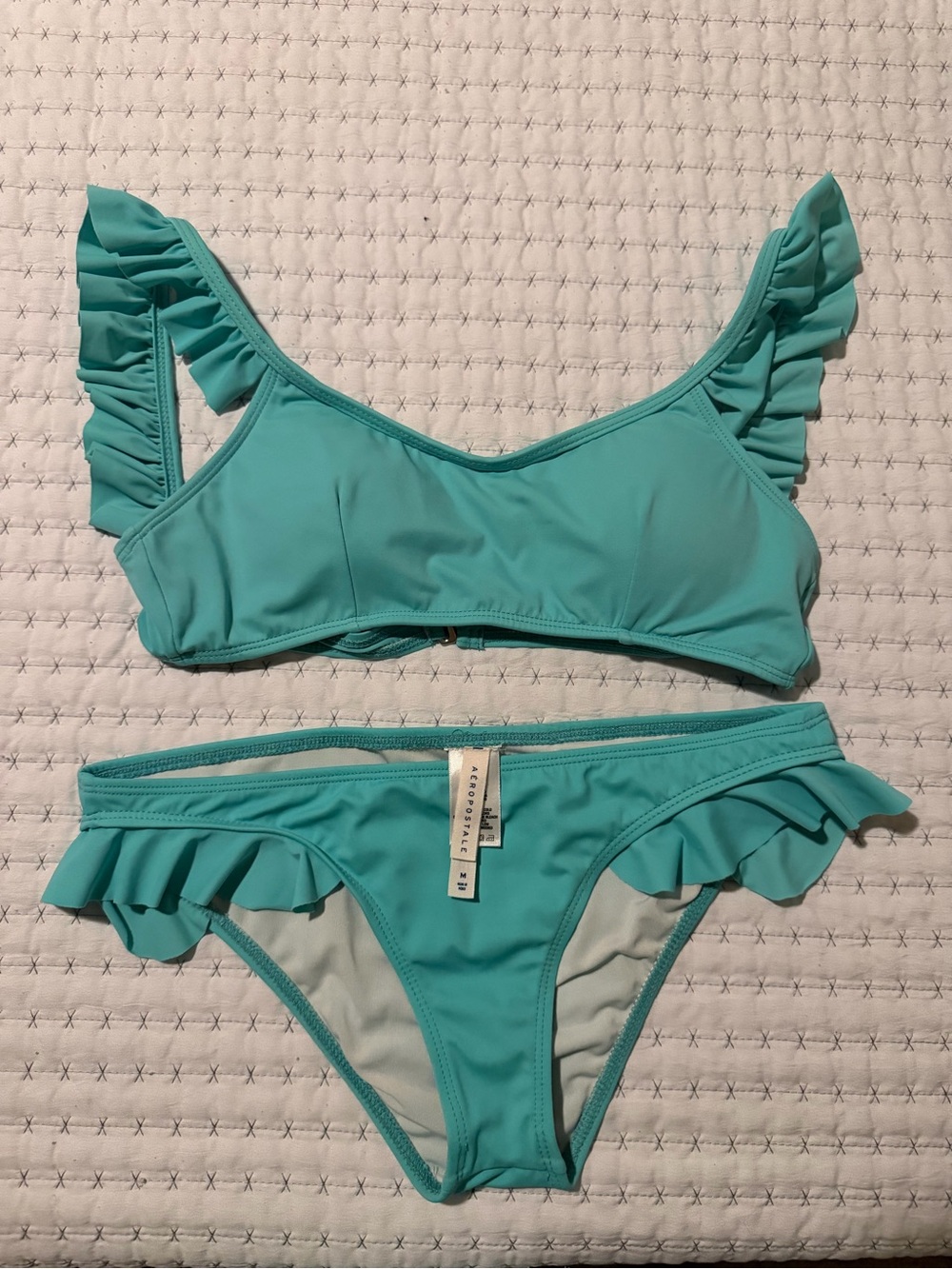 Aeropostale Teal Ruffle Bikini Set